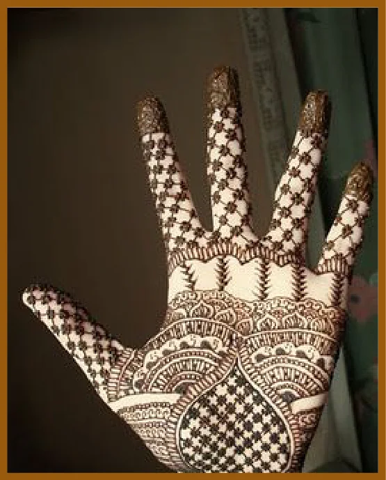 Stylish Front Hand Mehndi Design Using Floral Netting